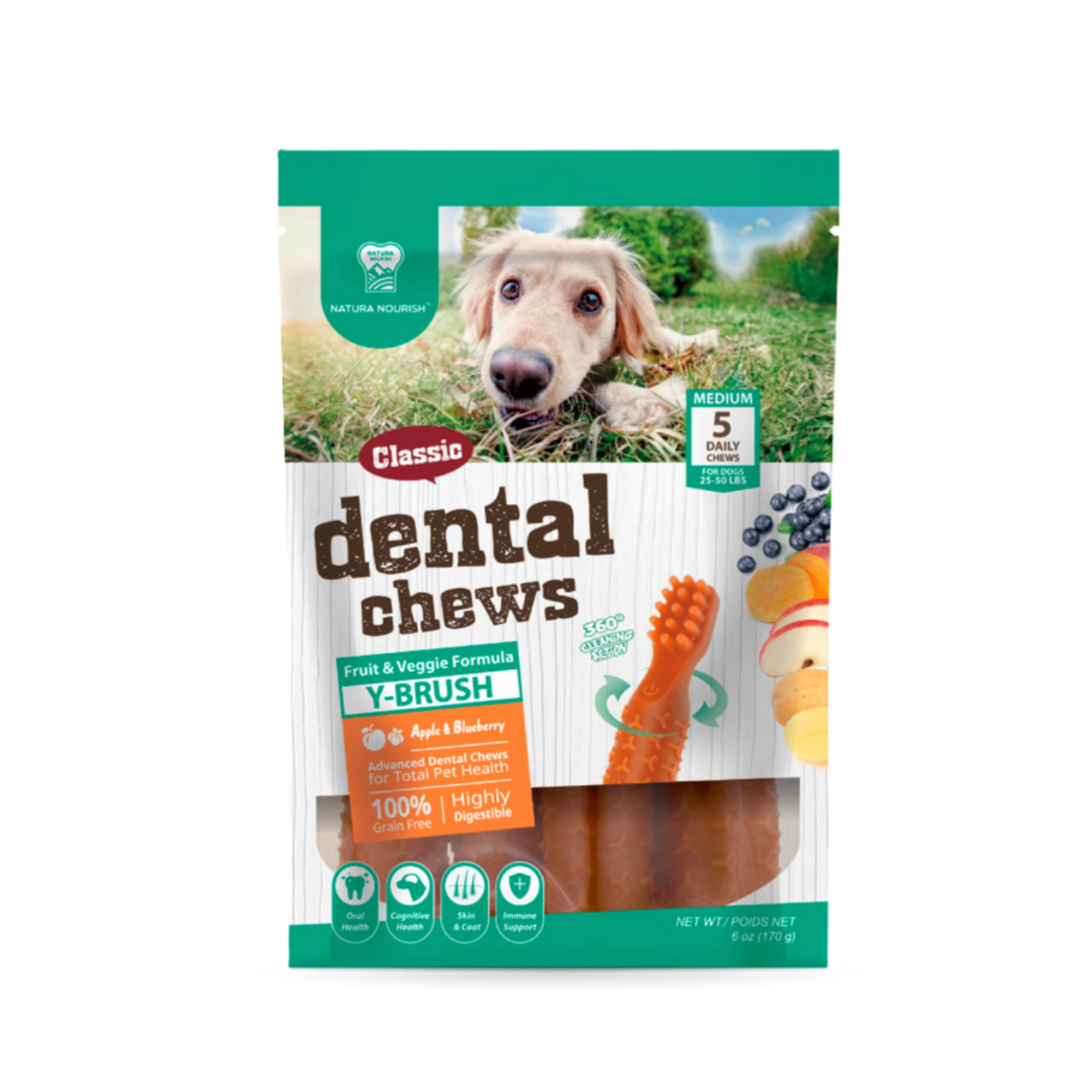 Snacks para Perros de Manzana y Blueberry Dental Chews 170 GR