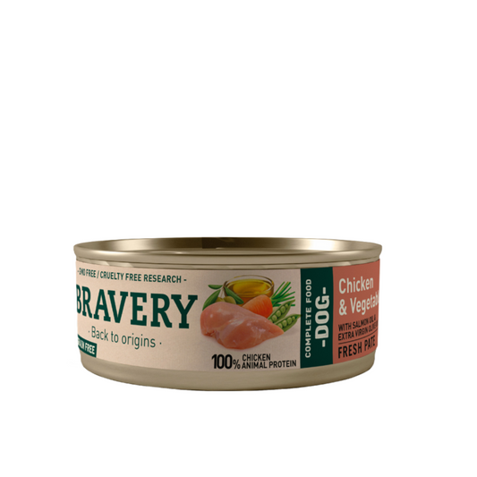 Lata Bravery Pollo y Vegetales para Perro 80 gr