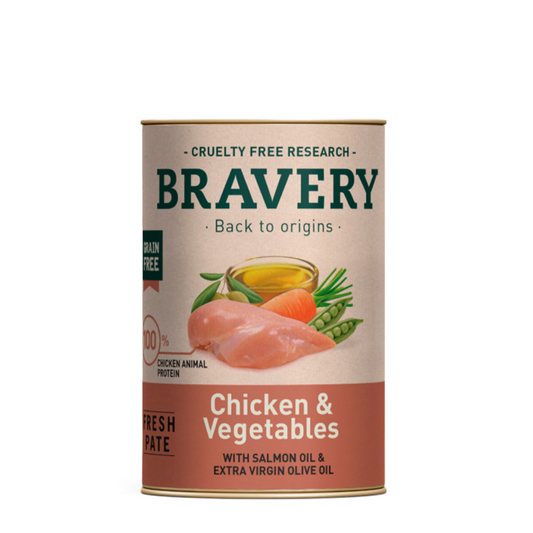 Lata Bravery Pollo y Vegetales para Perro 290 gr