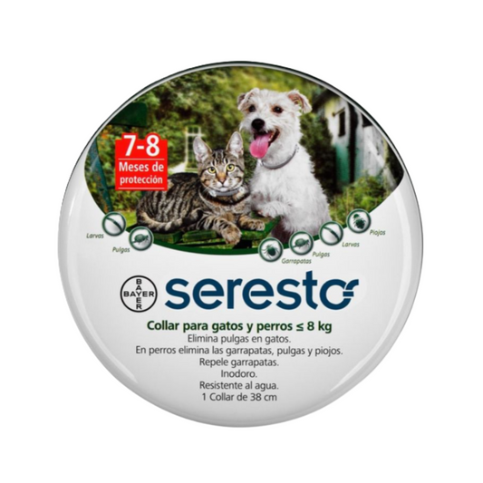 Collar Seresto Antipulgas y Garrapatas Perros y Gatos hasta 8KG