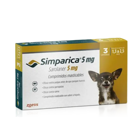 Simparica Perros de 1,3 a 2,5 KG - 3 comp. (5mg)