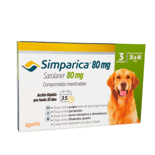 Simparica Perros de 20 a 40 KG - 3 comp. (80mg)