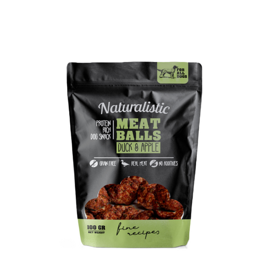 Snack Hipoalergenico para Perros Albondigas de Pato y Manzana Naturalistic 100 gr